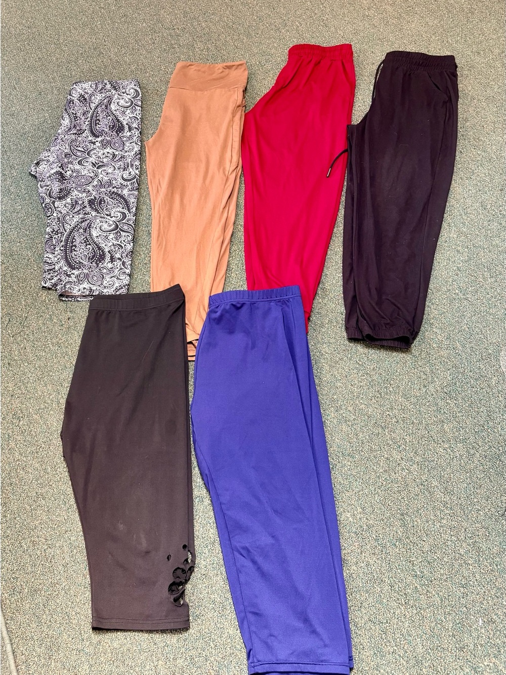 Mixed Women's Joggers & Leggings-capris- Black, Blue, Red, Tan, Paisley